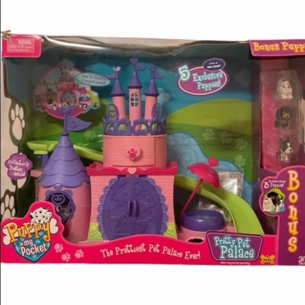 Pet Palace Puppy Pocket Castle Vintage Toys Doll House Miniatures Purple Pink